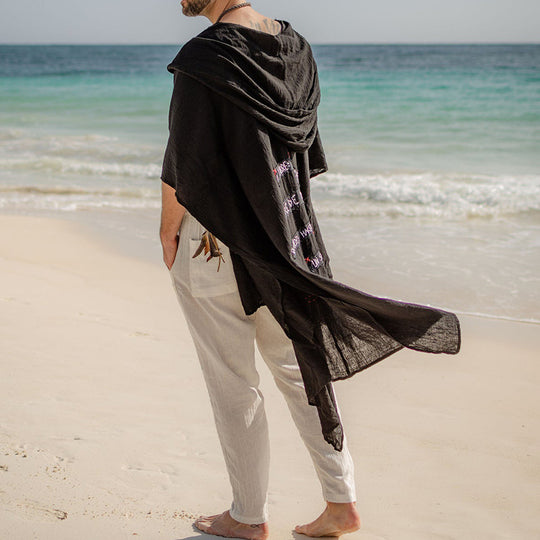 Herren Langer Kapuzen-Strandmantel aus weichem Frottee mit 3/4-Ärmeln und aufgesetzten Taschen Shop Nory