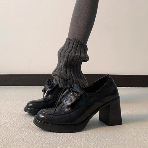 Damen elegante Schnürschuhe mit Blockabsatz