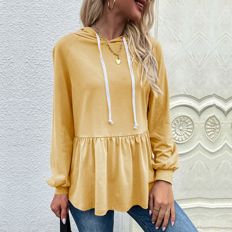 Damen Kapuzenpullover mit schicker Rüsche Shopnory