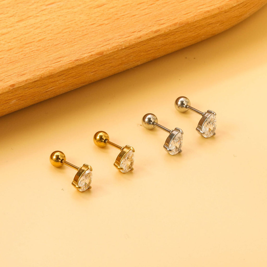 Damen Ohrstecker mit tropfenförmigen Zirkonia und hochwertiger Edelstahlfassung Shop Nory