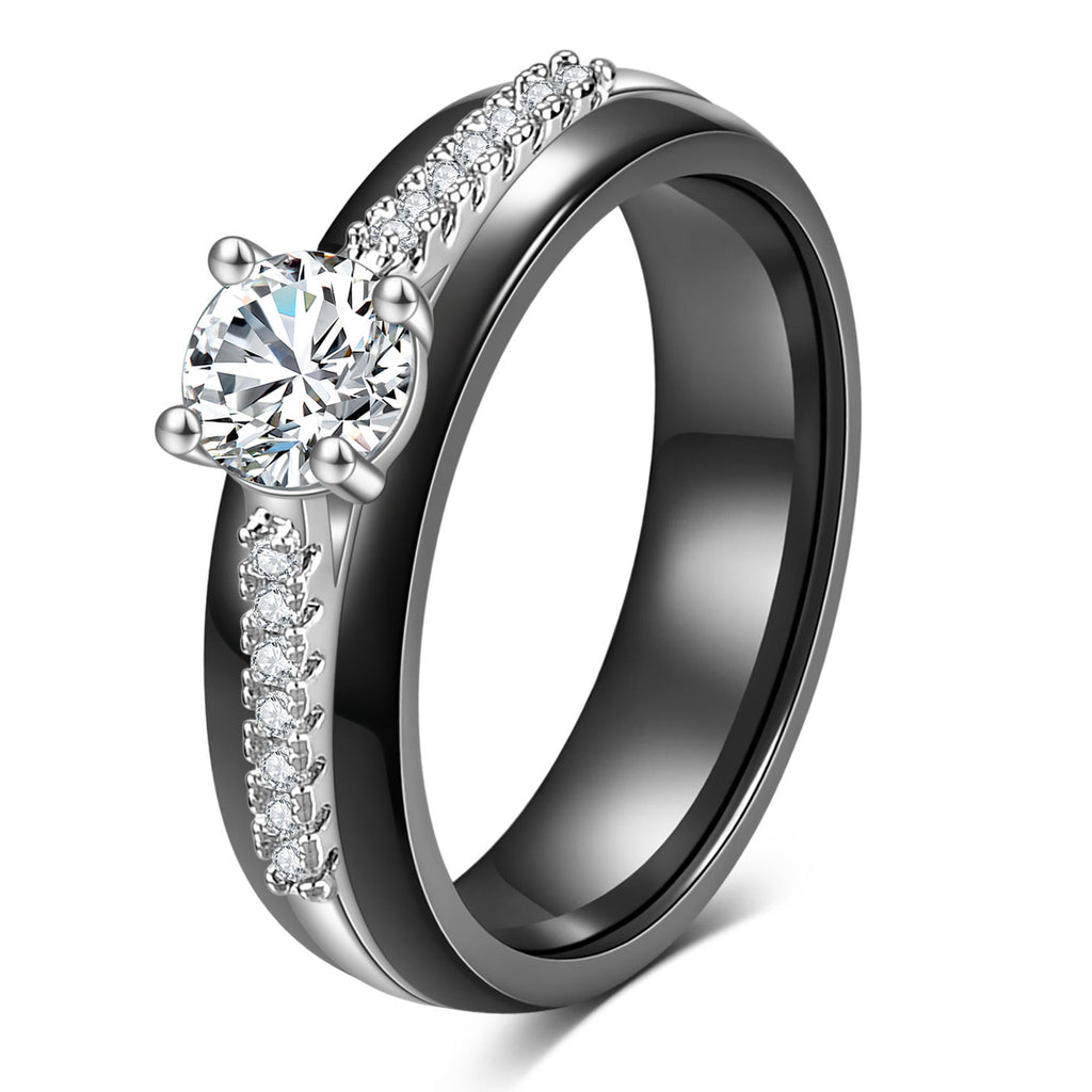 Damen Ring mit funkelndem Zirkonia-Besatz und elegantem Finish Shop Nory