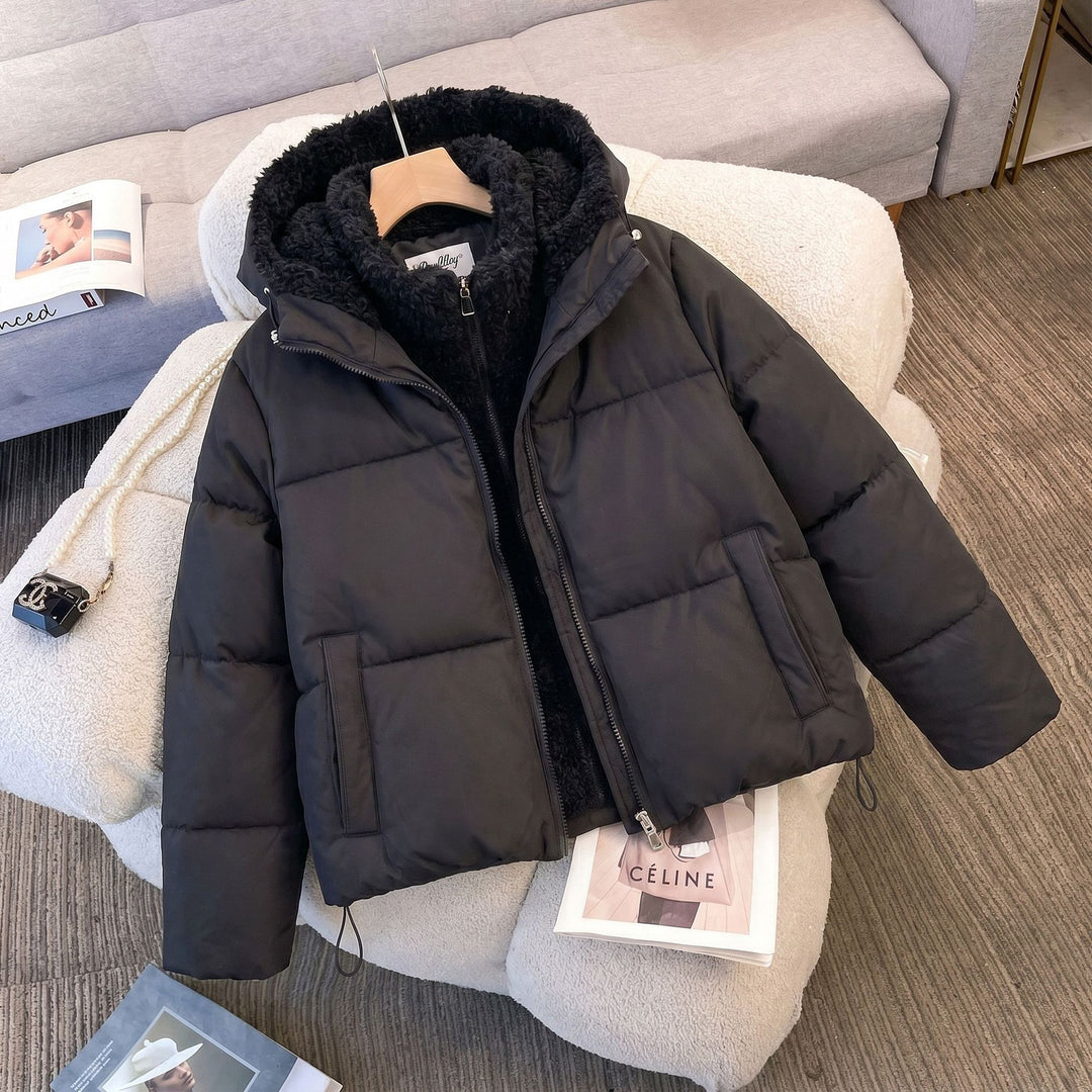 Damen nan kompakte Steppjacke mit Sherpa-Innenkapuze, wärmender Thermoisolierung und verdecktem Zweiwege-Reißverschluss Shop Nory
