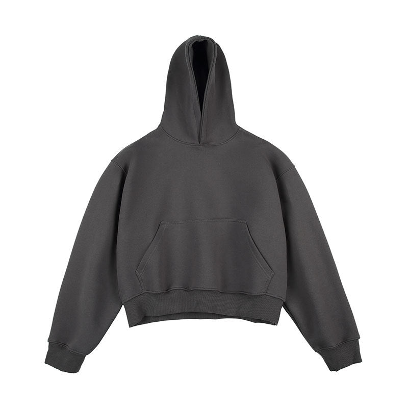 Unisex Kastiger gekürzter Kapuzenpullover mit Kängurutasche und geripptem Saum Shop Nory