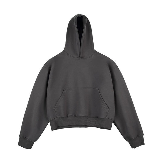 Unisex Kastiger gekürzter Kapuzenpullover mit Kängurutasche und geripptem Saum Shop Nory