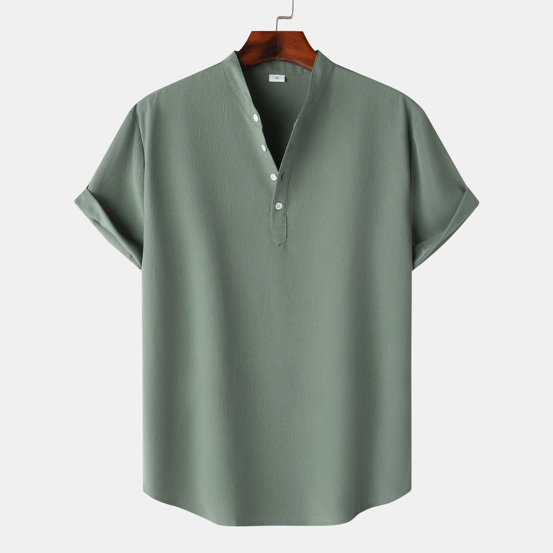 Herren Kurzarmhemd mit modernem Henley-Design und funktionalen Knöpfen Shopnory