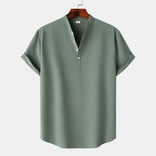 Herren Kurzarmhemd mit modernem Henley-Design und funktionalen Knöpfen Shopnory