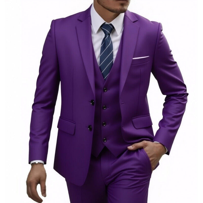 Herren nan dreiteiliges Slim-Fit Anzugset mit Weste, schmalem Revers und taillierter Silhouette
