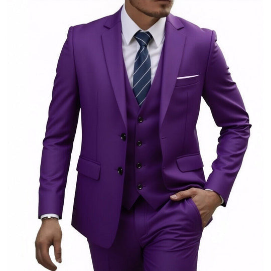 Herren nan dreiteiliges Slim-Fit Anzugset mit Weste, schmalem Revers und taillierter Silhouette
