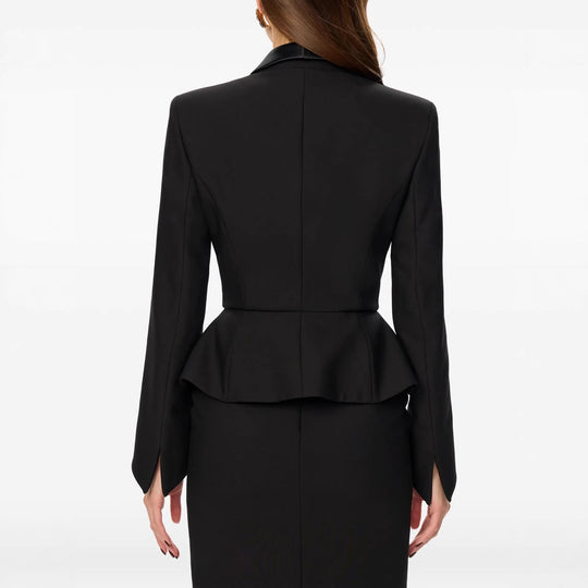 Damen Taillierter Blazer mit Schößchen Satin‑Schalkragen und schlanker Silhouette Shop Nory
