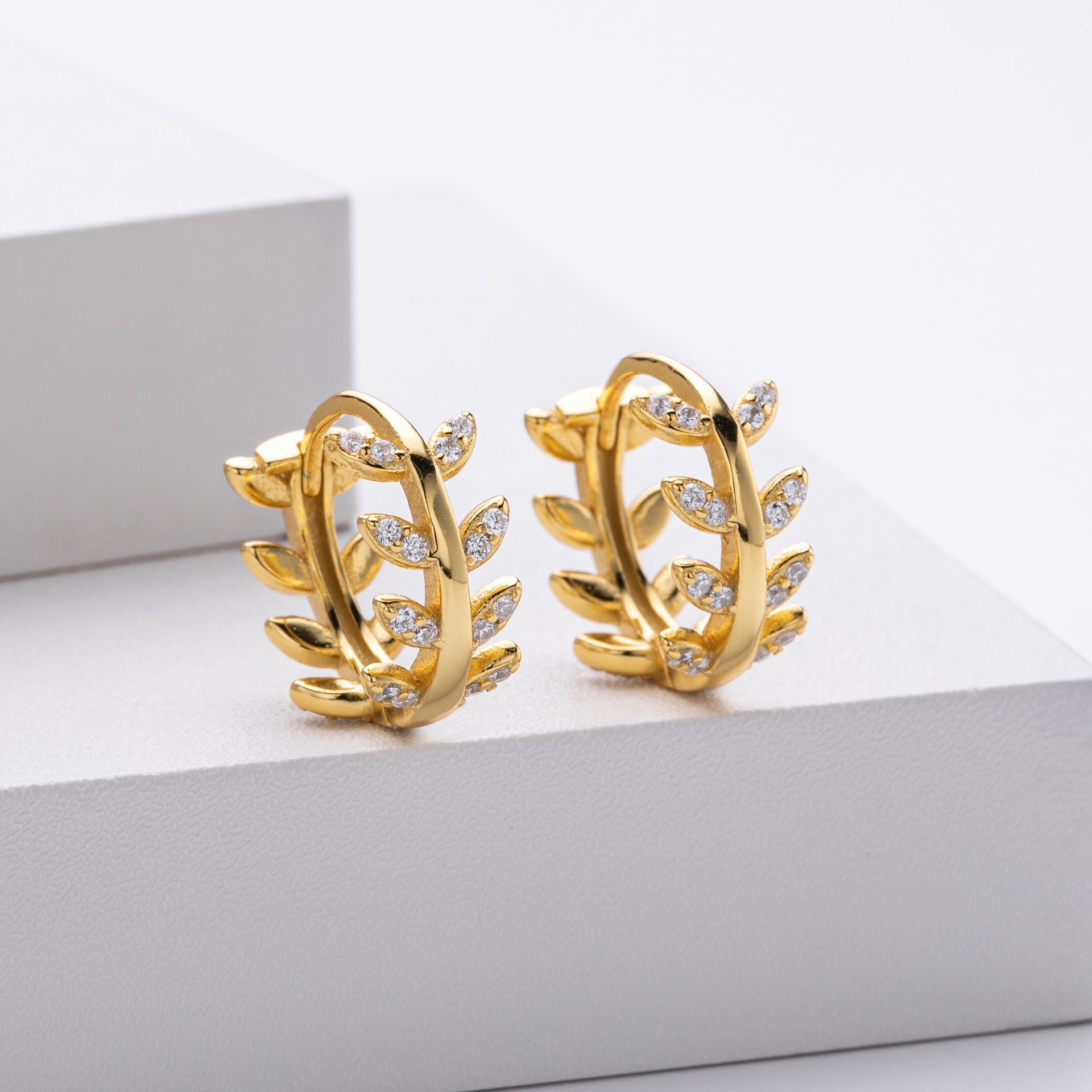 Damen Ohrringe mit elegantem Blatt-Design aus 925 Sterling Silber Shop Nory