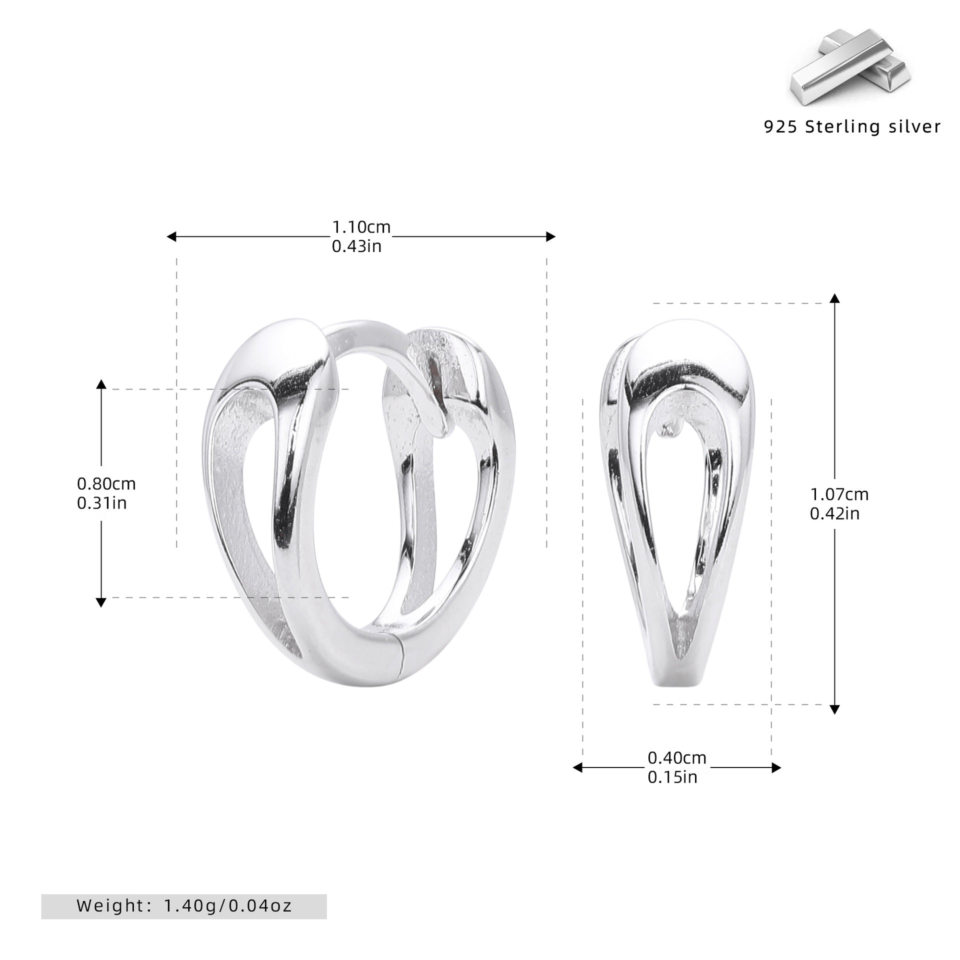 Damen Ohrhänger mit modernem geschwungenem Design aus 925 Sterling Silber Shop Nory