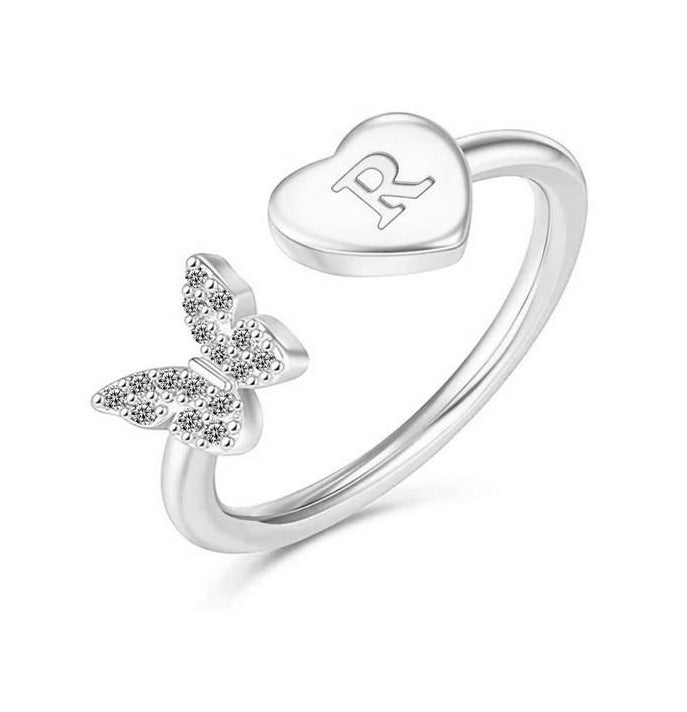 Damen Ring mit Schmetterlingsdesign und Herzmotiv Shop Nory