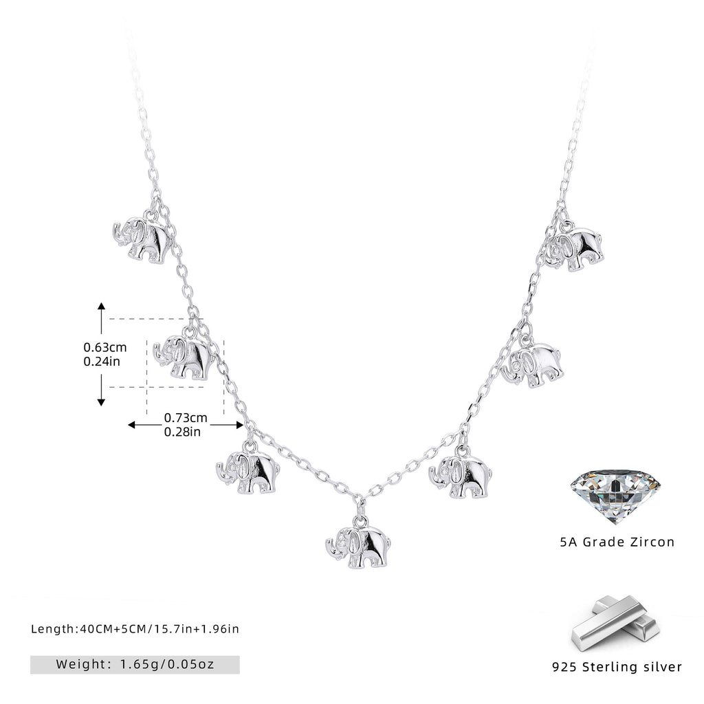 Damen Halskette mit charmanten Elefantenanhängern und funkelnden Zirkonia Shop Nory