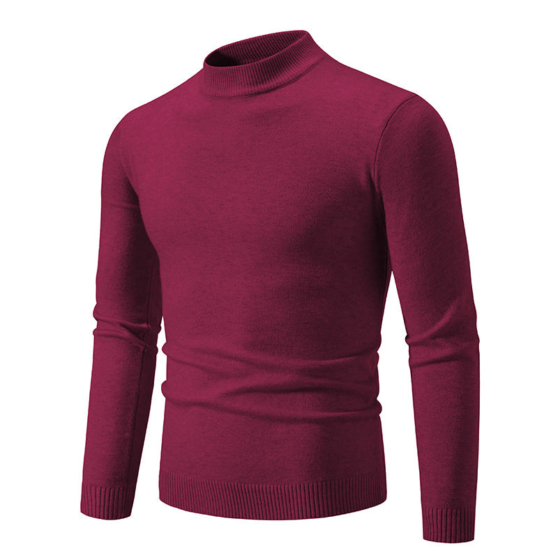 Herren Schmal geschnittener Feinstrick‑Mockneck‑Pullover mit geripptem Kragen und Saum Shop Nory