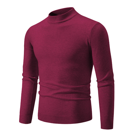 Herren Schmal geschnittener Feinstrick‑Mockneck‑Pullover mit geripptem Kragen und Saum Shop Nory