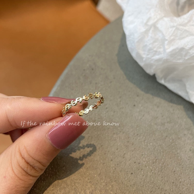Damen Offener Ring mit kunstvoll gestaltetem Reliefdesign Shop Nory