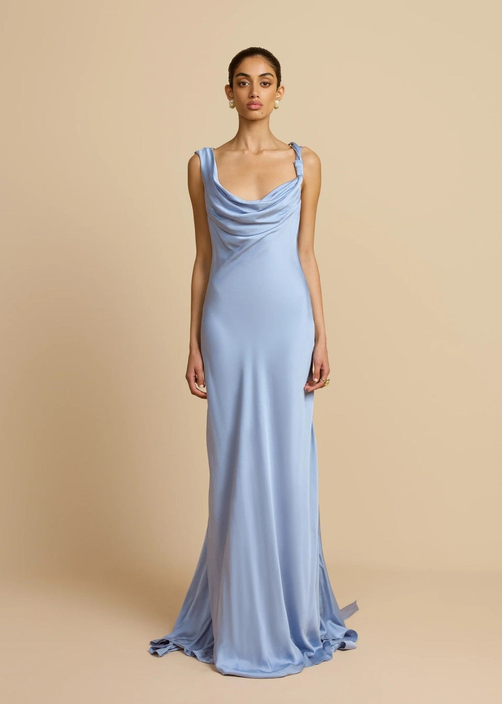 Damen Elegantes Maxikleid mit drapierten Details Shopnory