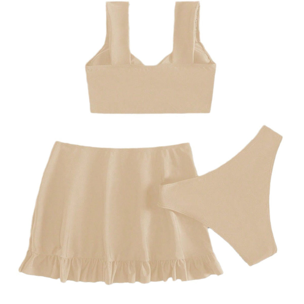 Damen Freizeit-Bikini-Set mit Wickelrock und stützenden Trägern