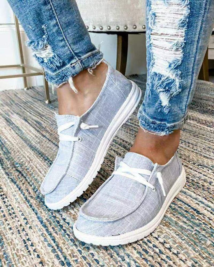 Damen Freizeit-Slip-On Schuhe mit elastischen Schnürdetails und rutschfester Sohle