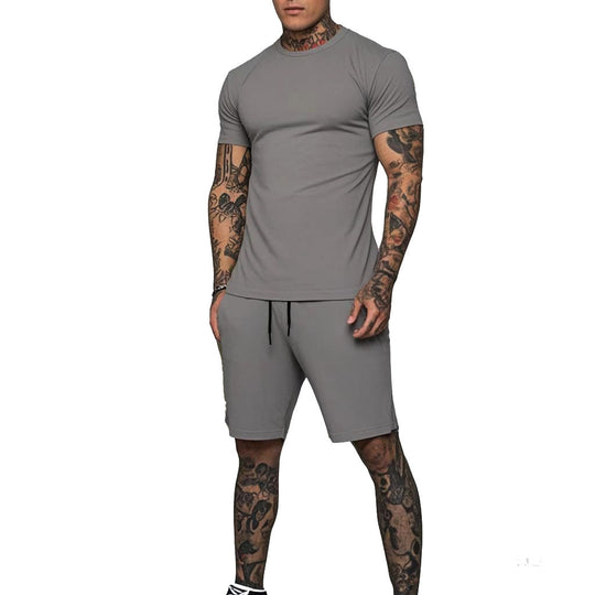 Herren Sportliches Kurzarm- und Shorts-Set mit kontrastierenden Details