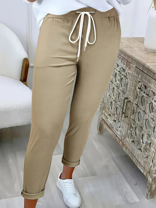 Damen Schmale Jogginghose mit hohem Komfortbund, Kordelzug und schmalem Knöchelabschluss Shop Nory