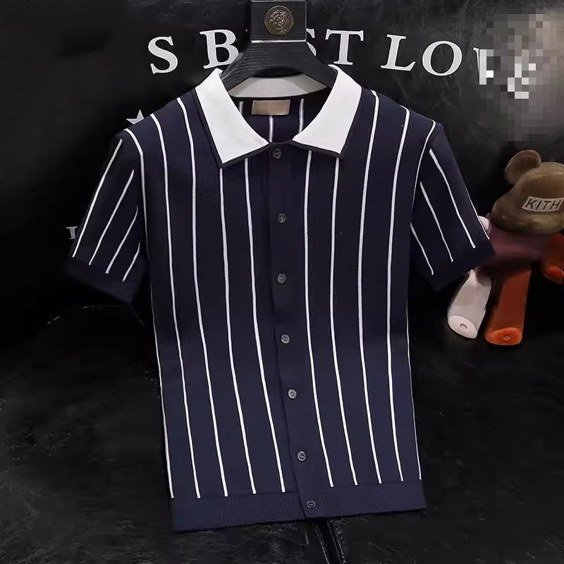 Herren Stilvolles Kurzarm Strickhemd Shop Nory