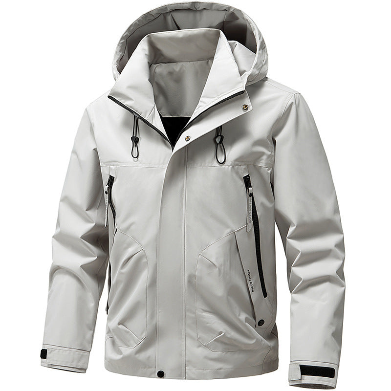 Herren Atmungsaktive Softshell Outdoorjacke mit winddichter Membran, verstellbarer Kapuze und Reißverschlusstaschen Shop Nory