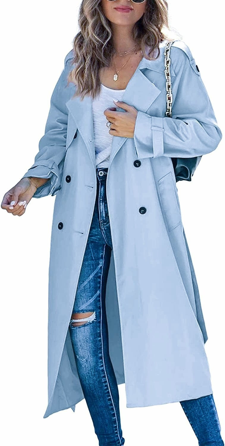 Damen Modischer Trenchcoat mit doppelter Knopfleiste und lässigem Schnitt