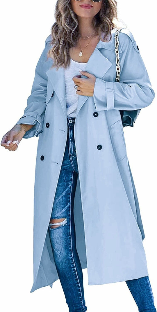 Damen Modischer Trenchcoat mit doppelter Knopfleiste und lässigem Schnitt