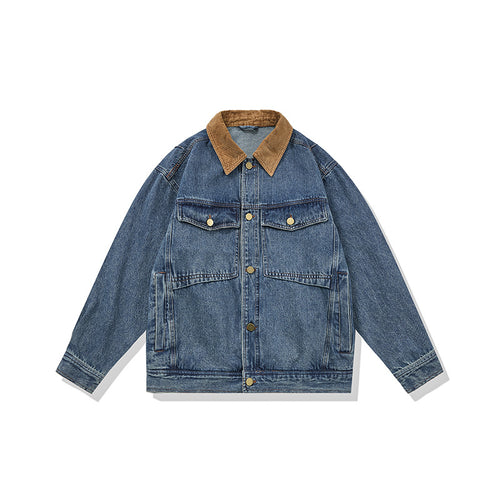 Herren Boxy Denim‑Blousonjacke mit Cordkragen und Multifunktionspattentaschen Shop Nory
