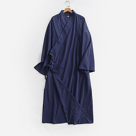 Damen Langes Wickelkleid im Kimono-Stil mit weitem Ärmel und seitlichen Bindebändern Shop Nory