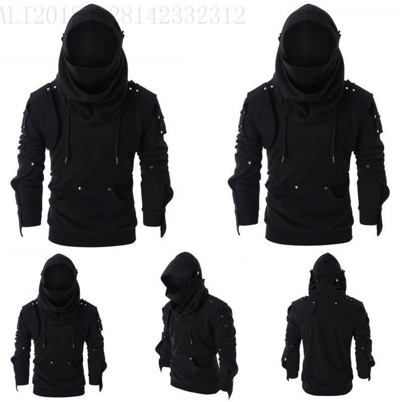 Herren stylischer Hoodie mit innovativem Kragen und praktischen Taschen