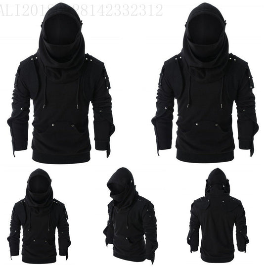Herren stylischer Hoodie mit innovativem Kragen und praktischen Taschen