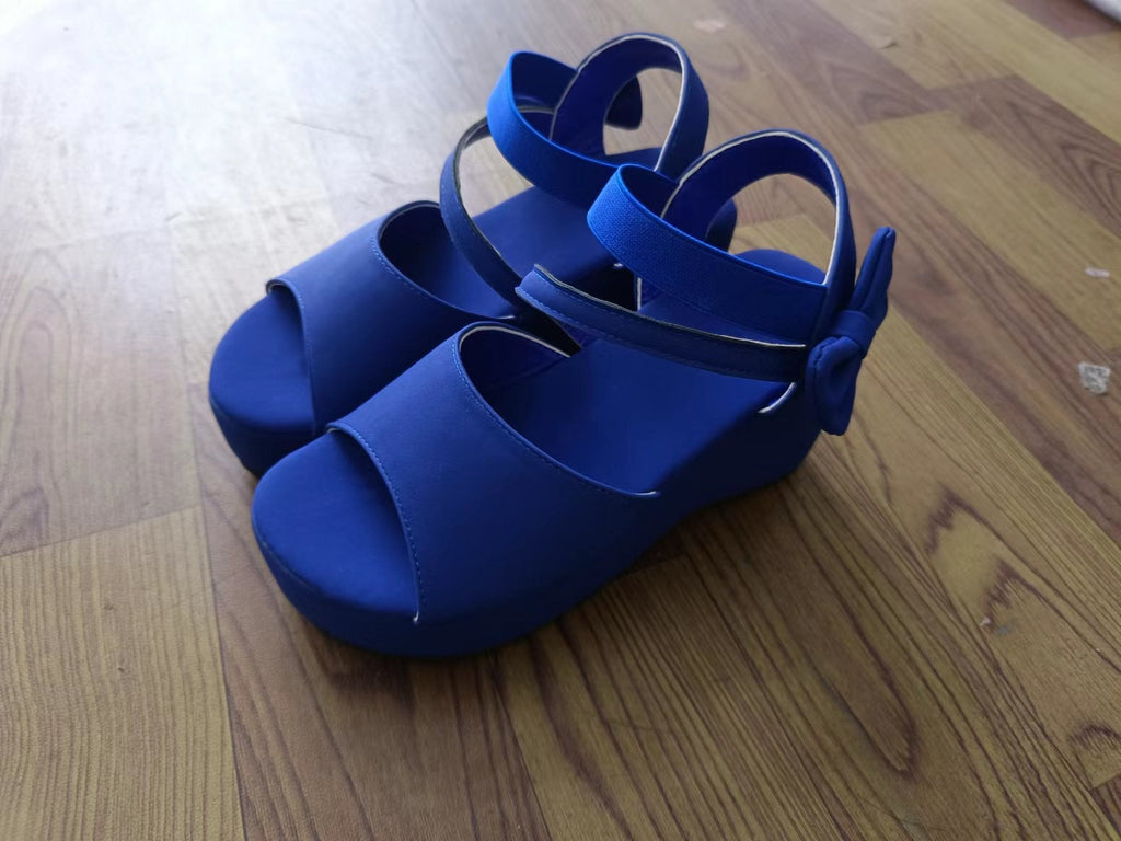 Damen Wedge-Sandalen mit dekorativem Schleifen-Detail und elastischem Riemen