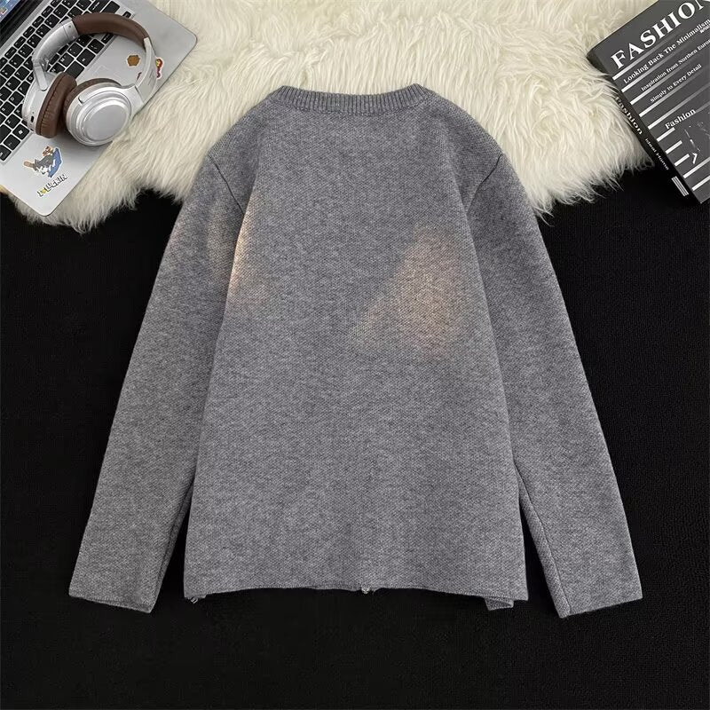 Damen Kurz geschnittene Feinstrick-Cardigan mit durchgehendem Reißverschluss und Eingrifftaschen Shop Nory