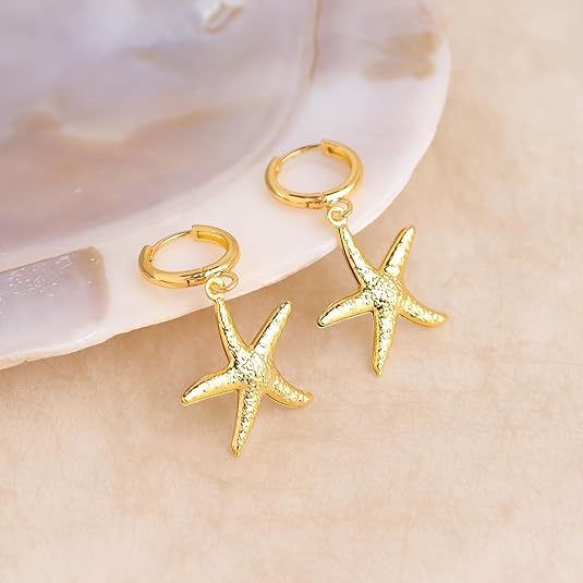 Damen Ohrhänger mit maritimem Sternen-Design und eleganter Oberflächenstruktur Shop Nory