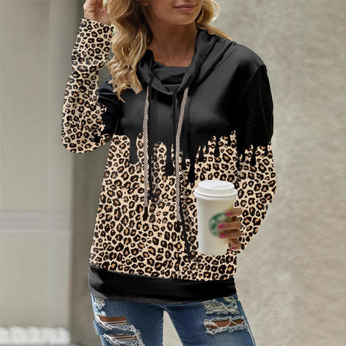 Damen Kapuzenpullover mit Leoparden-Print und Tropfen‑Effekt Shop Nory