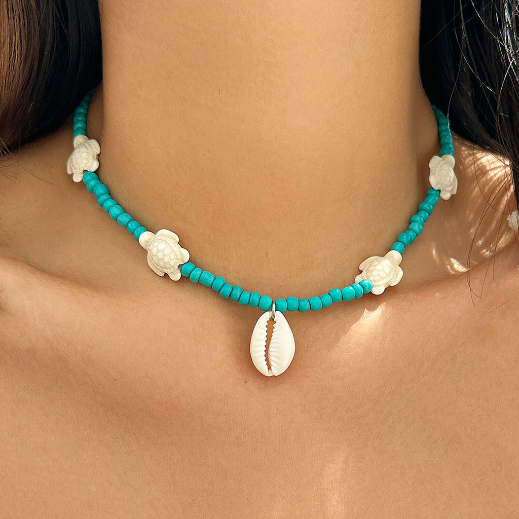 Damen handgefertigte Muschelkette mit bunten Perlen und einzigartigen Anhängern Shop Nory