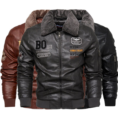 Herren Kunstlederjacke mit gefüttertem Kragen Shop Nory