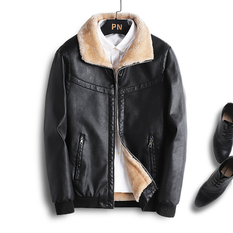Herren Lederimitat-Fliegerjacke mit Teddyfutter und Kunstfellkragen Shop Nory