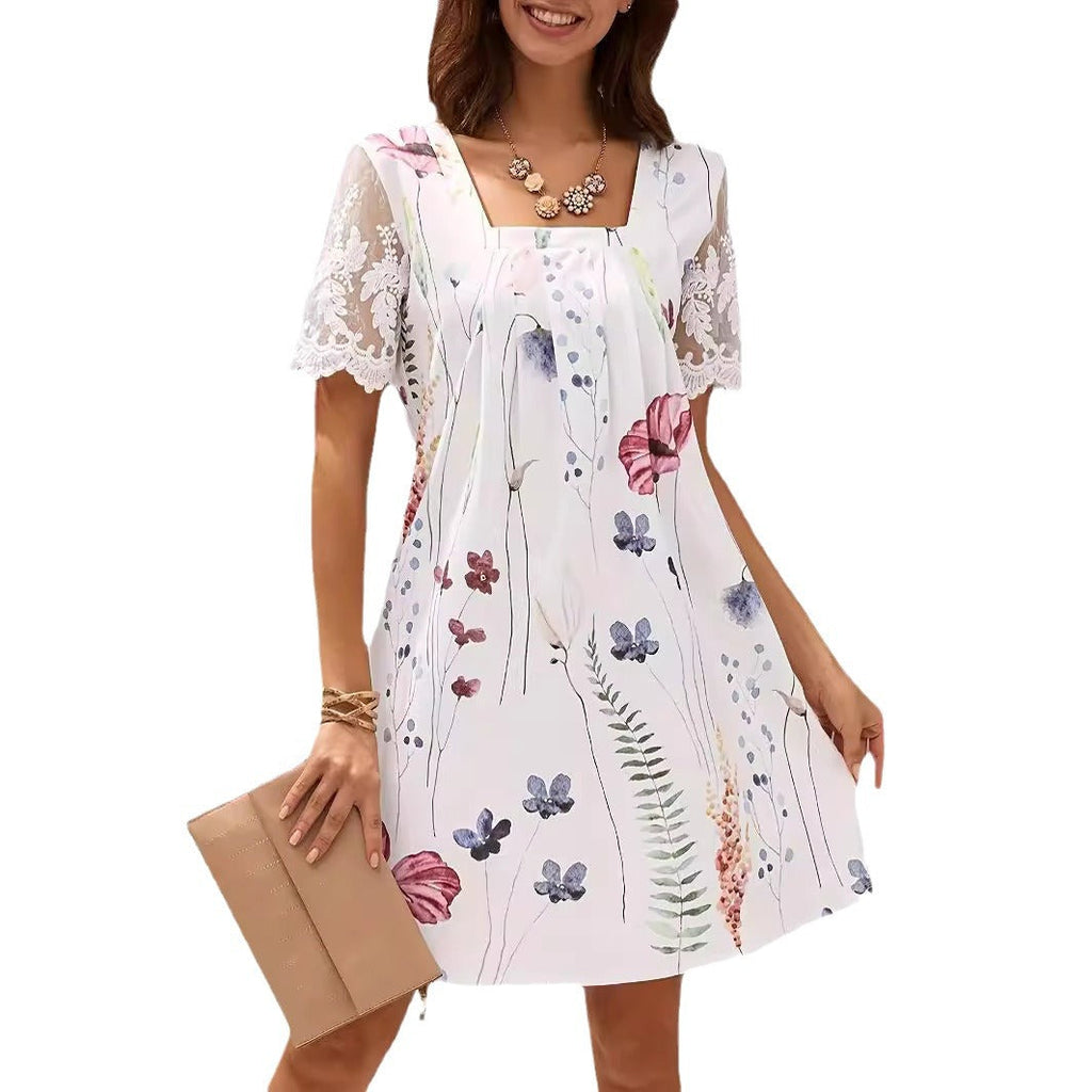 Damen Blumenmuster Shift Kleid