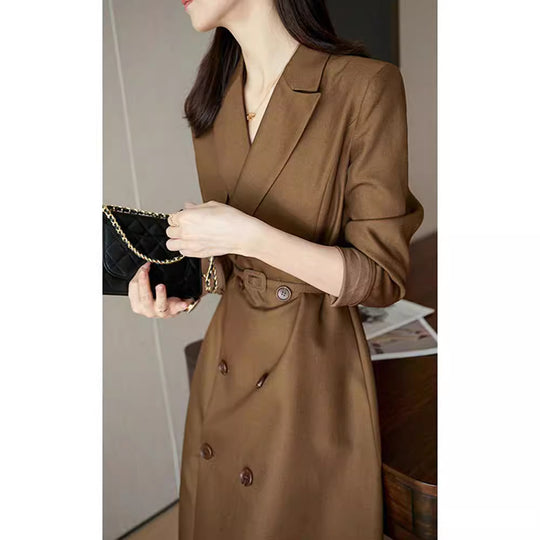 Damen Eleganter Trenchcoat mit doppelter Knopfleiste und Taillengürtel Shop Nory