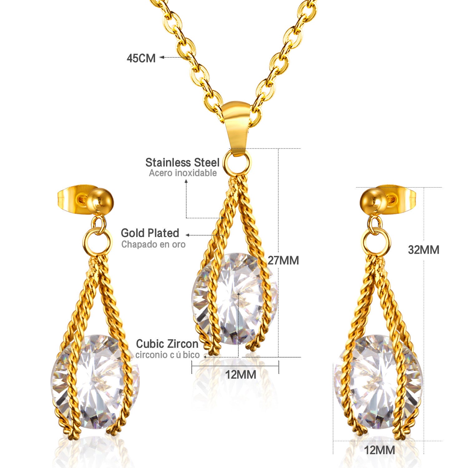 Damen Schmuckset mit funkelnden Zirkonia und luxuriösem Anhänger Shop Nory