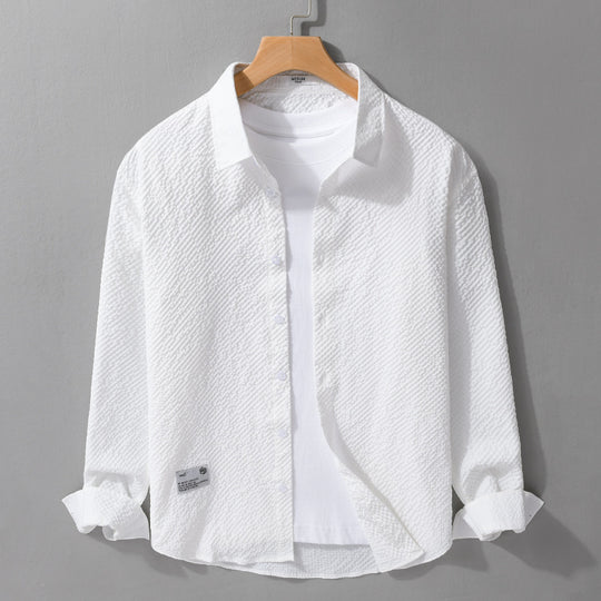 Herren Struktur-Leichthemd im Layering-Style mit Crinkle-Optik und gerundetem Saum Shop Nory
