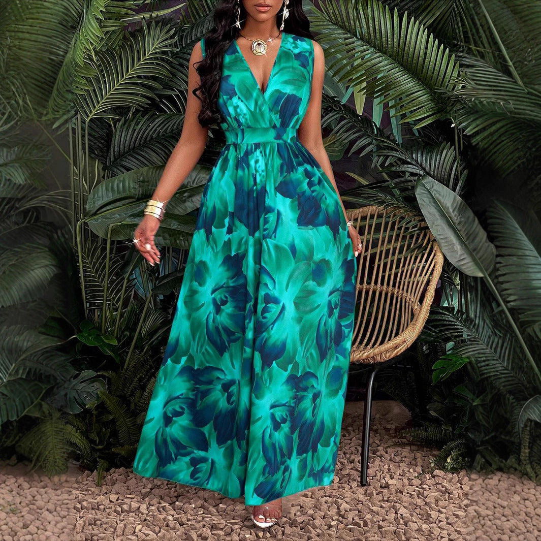 Damen Maxi-Kleid mit elegantem V-Ausschnitt Shopnory