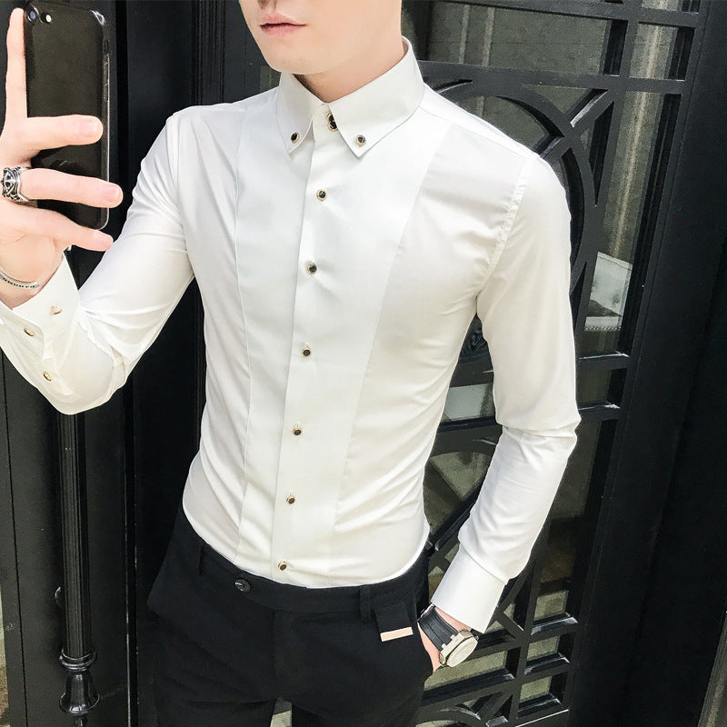 Herren Elegantes Langarmhemd mit feinen Knopfdetails