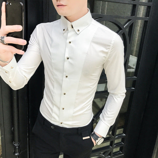 Herren Elegantes Langarmhemd mit feinen Knopfdetails