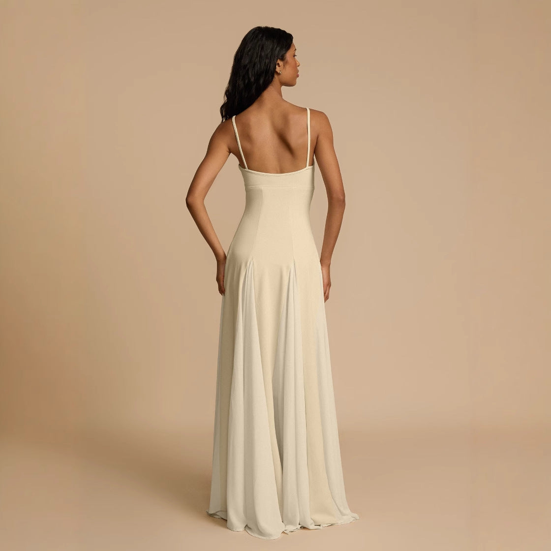 Damen Elegantes Abendkleid mit asymmetrischem Saum und feinen Rüschen