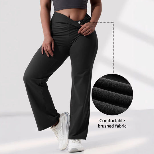 Damen High-Waist Bootcut-Yogahose mit formender Rückenpasse und weitem Bein Shopy Nory