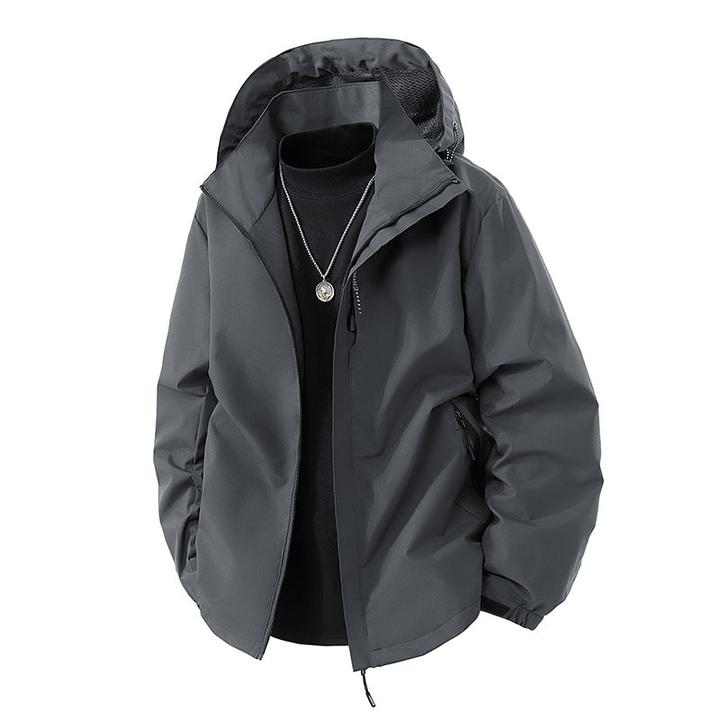 Herren Wasserabweisende Outdoor-Jacke mit Kapuze, winddichter Membran und verstellbarem Saum Shop Nory